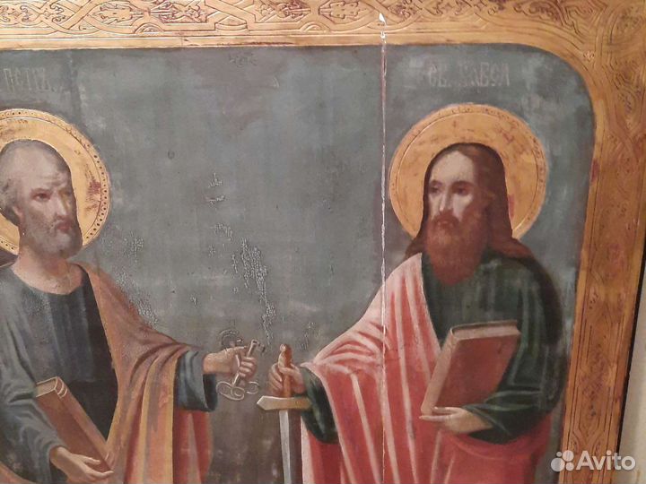 Апостолы Петр и Павел, большая икона 19 век, 71*52