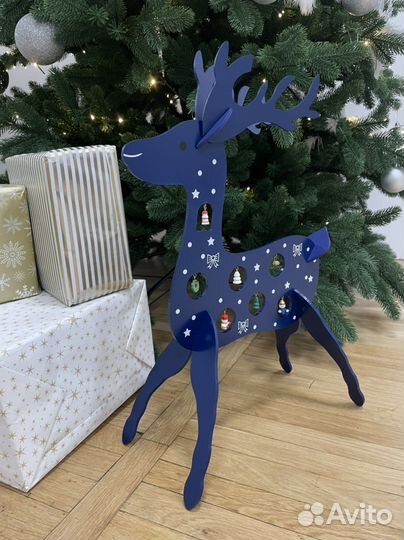 Олень новогодний деревянный под ёлку