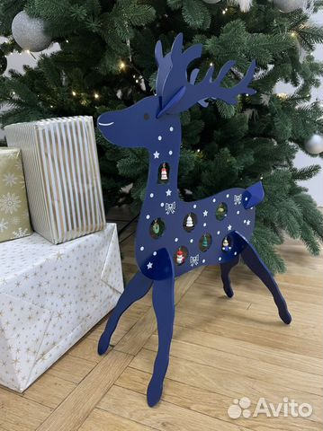 Олень новогодний деревянный под ёлку