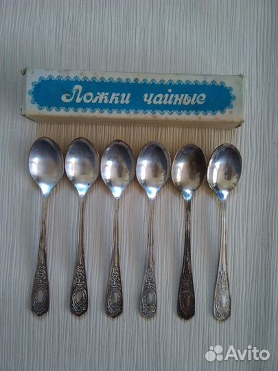 Ложки чайные посеребренные, новые, Кольчугино, 6шт