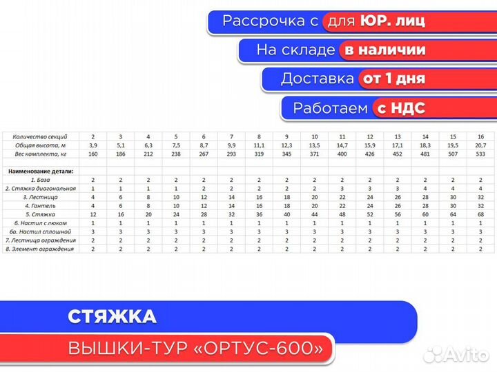 Стяжка для вышек-тур Ортус 600 (НДС)