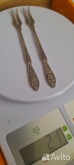 Серебро.вилочки для лимона. Чернь