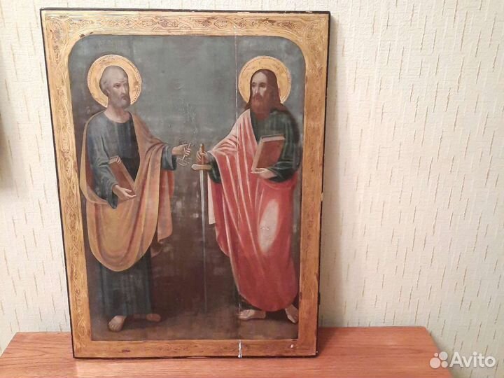 Апостолы Петр и Павел, большая икона 19 век, 71*52