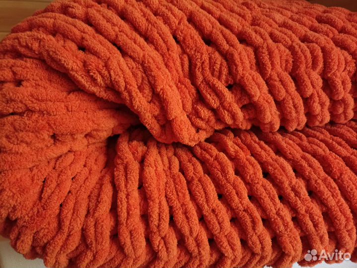 Плед вязаный плюшевый большой