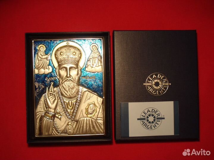 Икона Николай Чудотворец Серебро Италия Бари Мощи