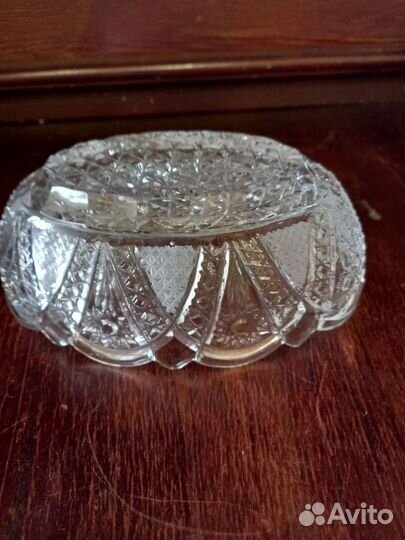 Хрустальная конфетница СССР Раритет,винтаж ручная
