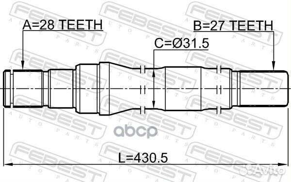 Полуось правая 27X430X28 1212-IX35D3AT6 Febest