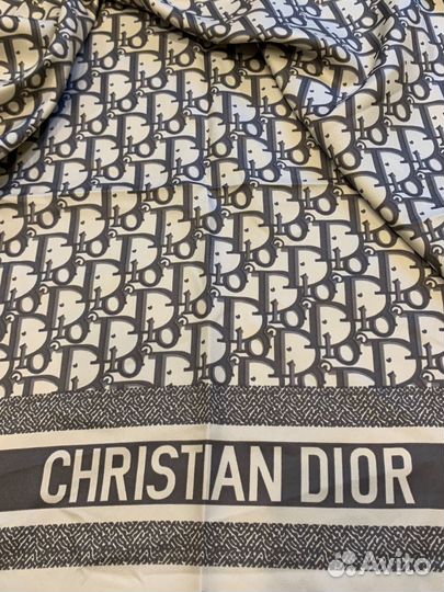 Шелковый платок бандана Dior серый новый