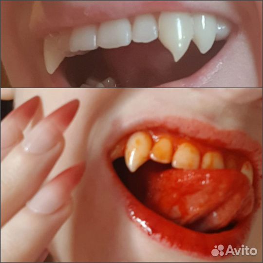 Реалистичные клыки зубы вампира средние медиум