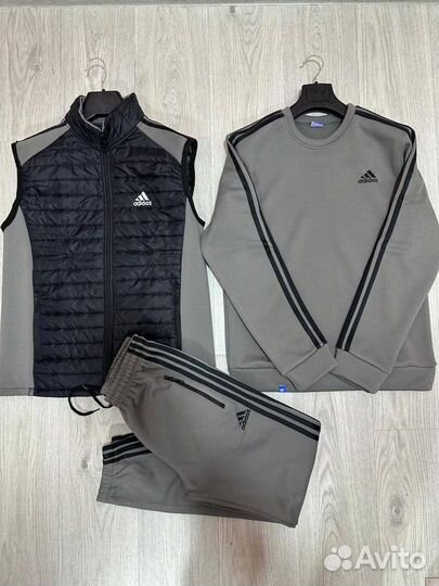 Костюм тройка Adidas тёплый флисовый
