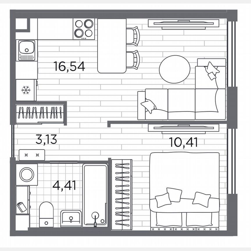 1-к. квартира, 34,5 м², 1/5 эт.
