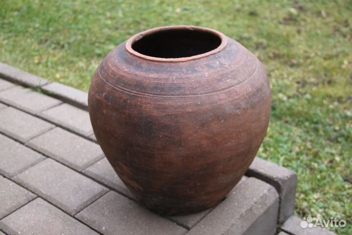 Горшок большой глиняный старинный 19 век Посуда №1