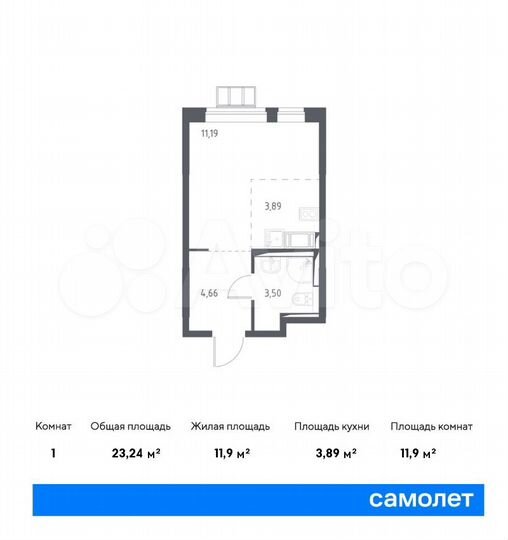 Квартира-студия, 23,2 м², 14/17 эт.