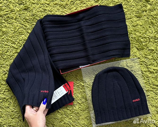Шапка +шарф Hugo комплект оригинал