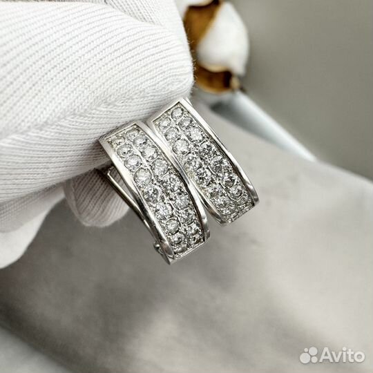 Золотые серьги с бриллиантами 1,04 ct 585 пробы