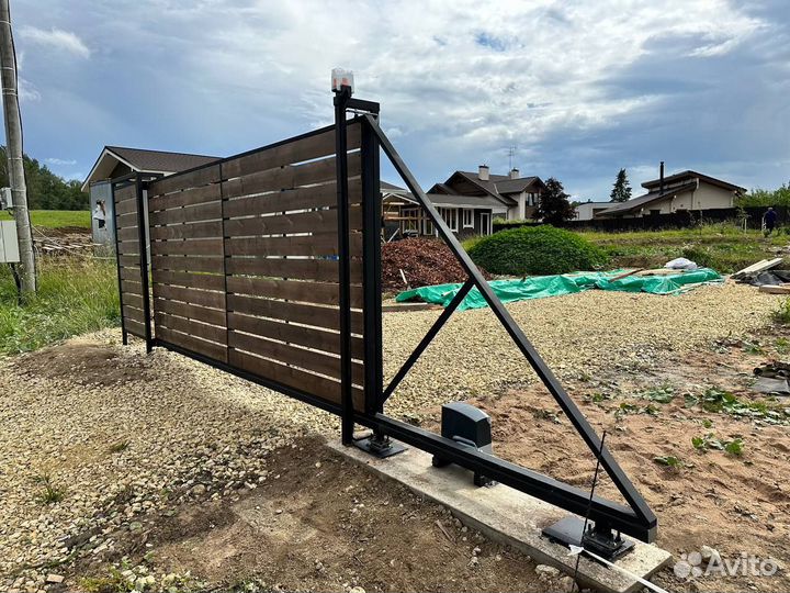 Откатные ворота под ключ с доставкой и установкой