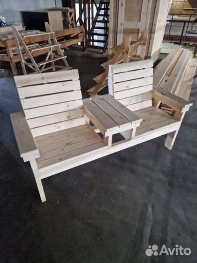 Скамейка со столиком садовая деревянная