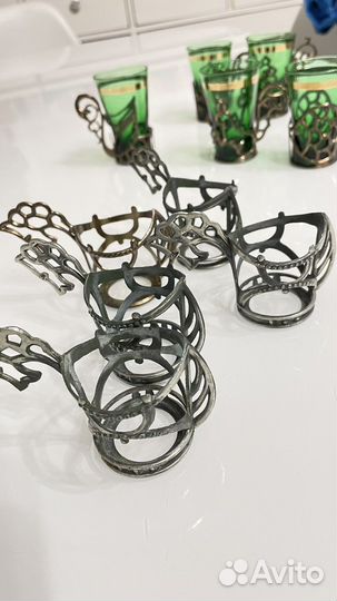 Рюмки с подстаканиками - латунь