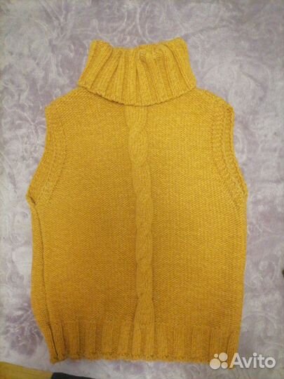 Круглый детский шарф-снуд, жилет с воротом от