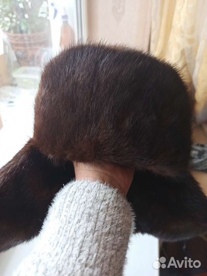 Шапка ушанка мужская натуральный мех норки