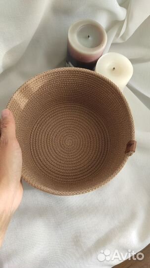 Корзина из хлопкового шнура интерьерная