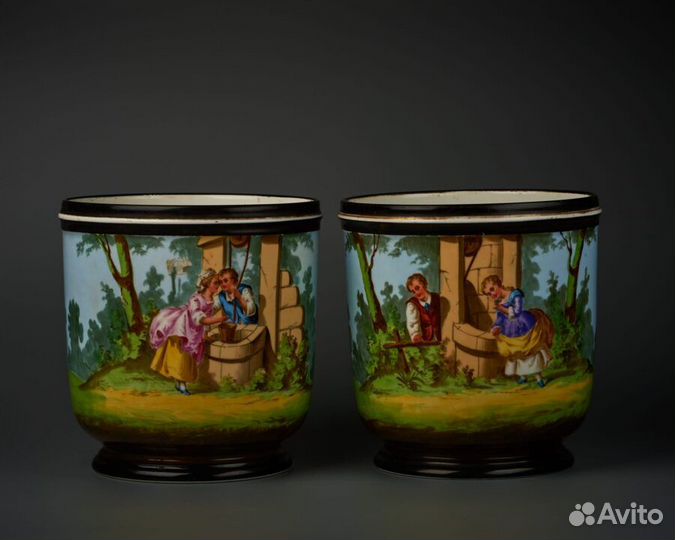 Парные кашпо антикварные XIX-XX Limoges