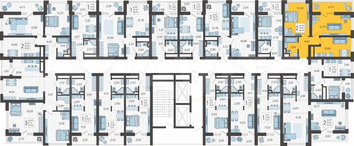 2-к. квартира, 48,4 м², 4/19 эт.