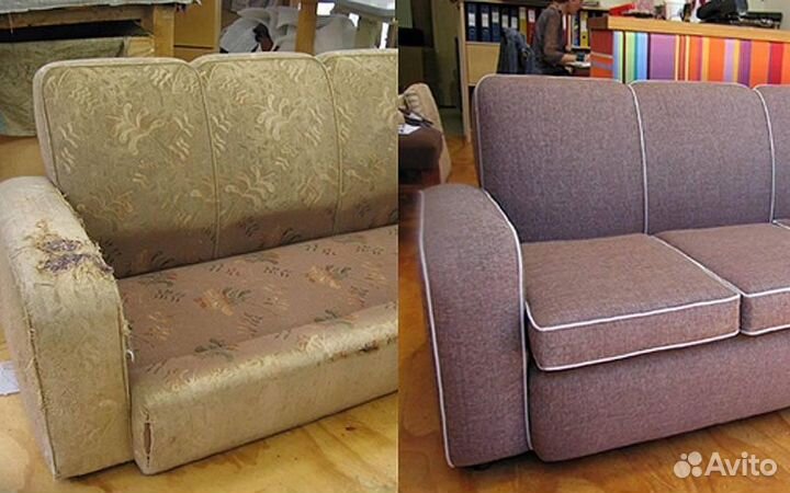 Перетяжка диванов и кроватей / Реставрация мебели