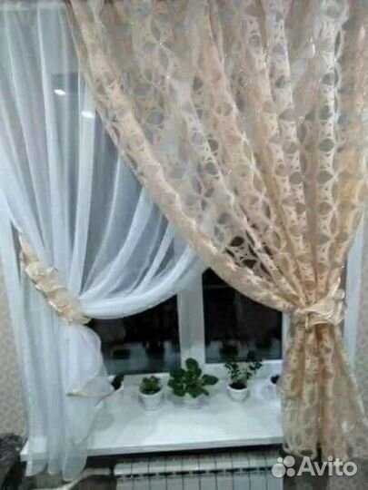 Шторы для кухни тюлевые, рогожка в наличии