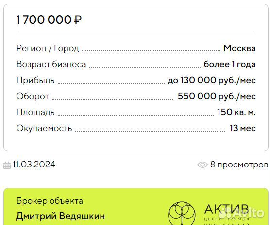 Продажа готового бизнеса Кафе-Чайхона