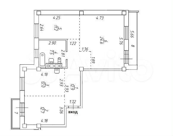 4-к. квартира, 95 м², 8/9 эт.