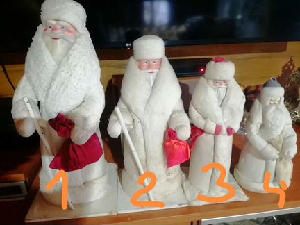 Советские игрушки Дед Мороз, ватные