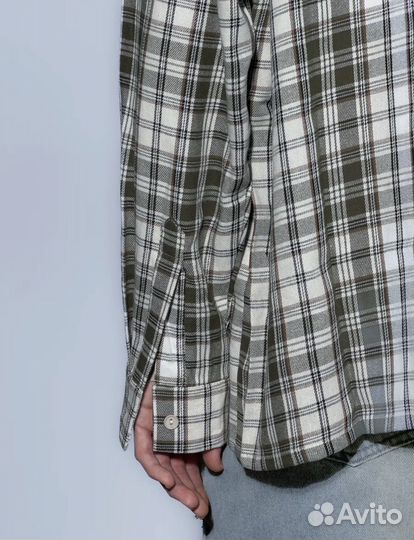 Рубашка денская в клетку оливковая