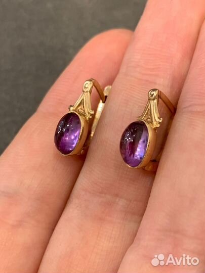 Серьги золотые с аметистами