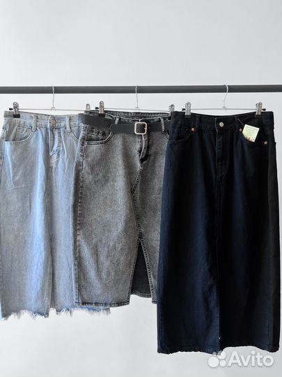 Стильные джинсовые юбки миди