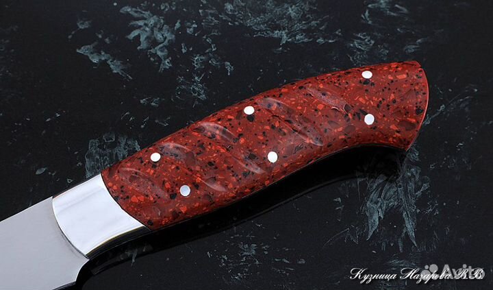 Кухонный нож № 6 сталь 95Х18 рукоять акрил красный