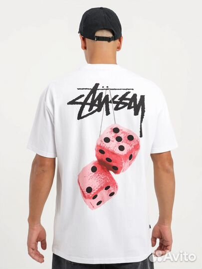 Stussy Fuzzy Dice Logo T-Shirt White футболка