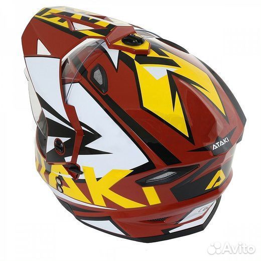 Шлем Ataki JK802 Rampage мотард/ коричневый/желтый