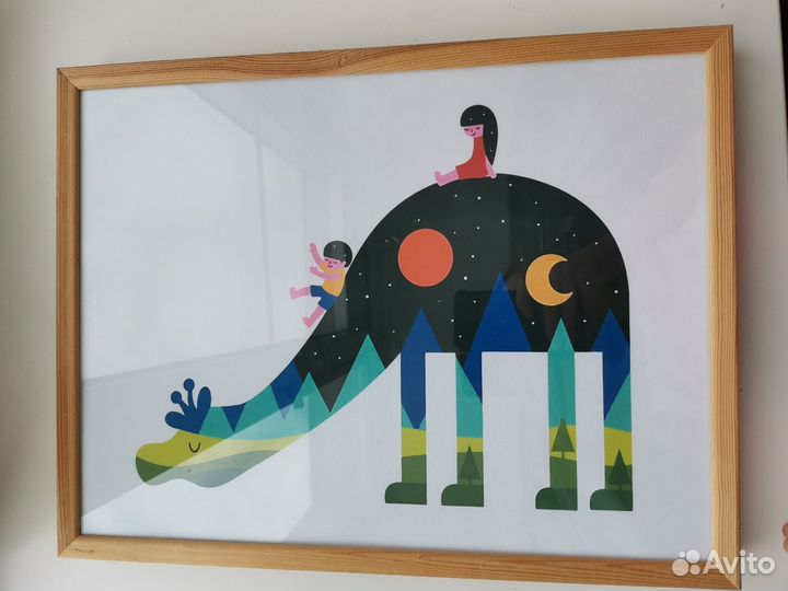 Плакаты детские, в деревянной раме