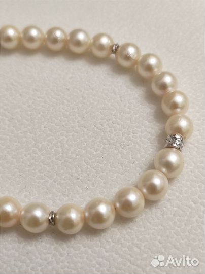 Бусы морской жемчуг Акойя Япония серебро