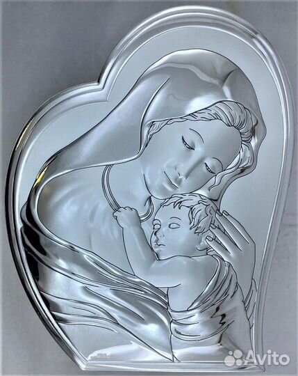Мария с младенцем, панно в форме сердца