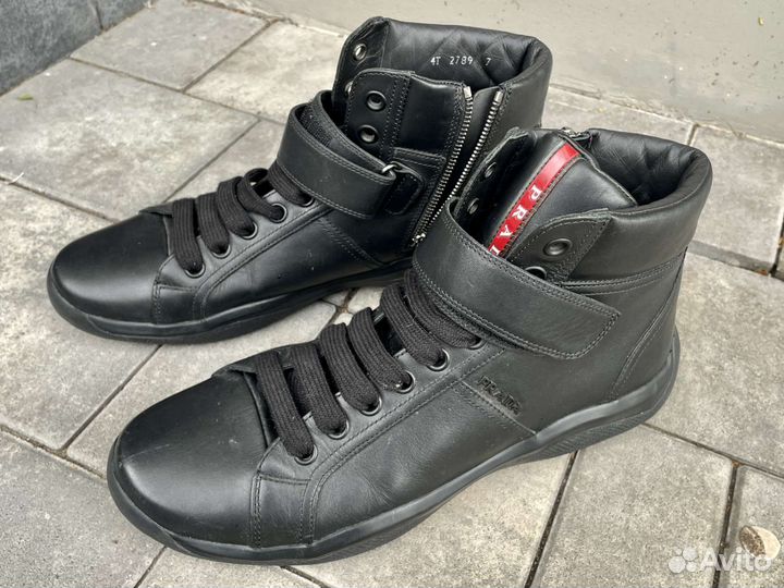 Ботинки Prada high Trainers 4T 2789 7 кожаные