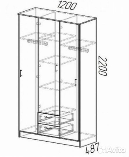 Шкаф трио Белый гладкий