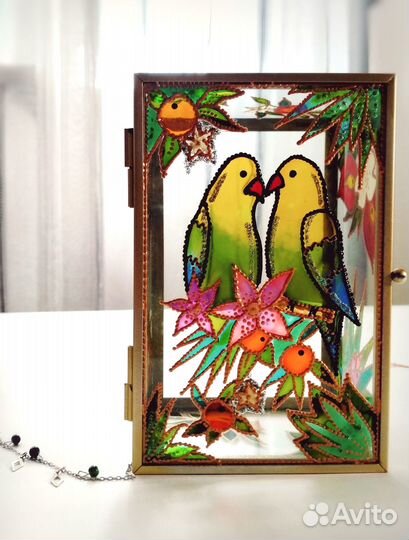 Шкатулка стеклянная с витражной росписью