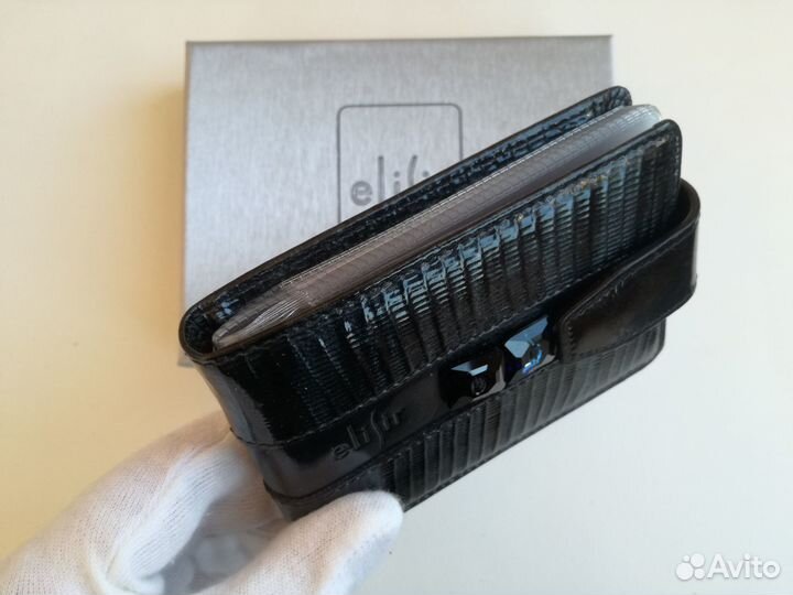 Картхолдер Визитница из натуральной кожи Сваровски