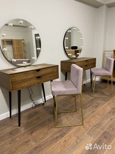 Гримерное зеркало, гримерная тумба, стул визажиста