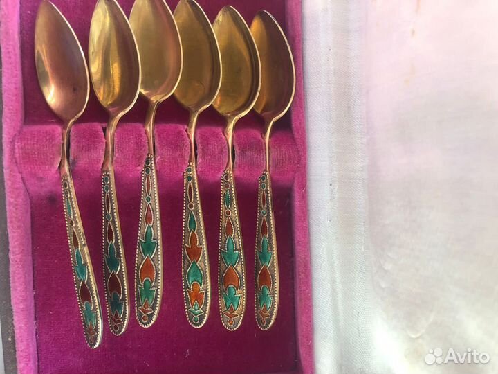 Ложки серебро эмаль