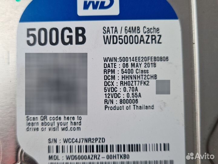 Жесткий диск Western Digital Blue 500 гб