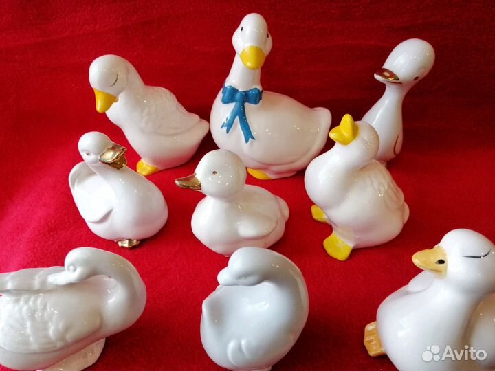 Гуси фарфоровые с позолотой. Винтажные из Германии