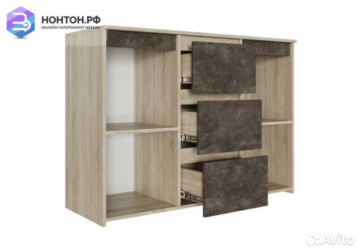 Комод Милано-3 дуб сонома светлый / ателье темное